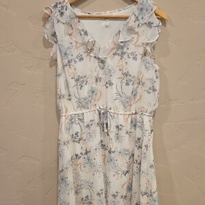 Maurices White Sleeveless Floral Cottagecore Western Boho Romantic Dress Size L